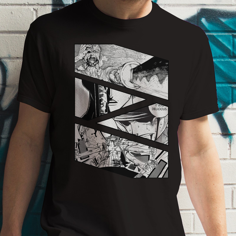 Roronoa Zoro Pirate Hunter One Piece Wan Pisu Manga Panel Anime Unisex TShirt 0