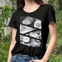 shanks red haired one piece wan pisu manga panel anime unisex t-shirt