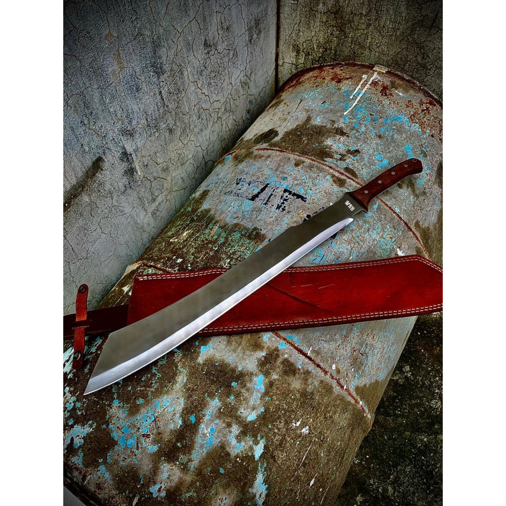 Handmade D2 Steel Machete Knife Short Sword Full Tang Machete Knife Hunting Sword Rose Wood Handle  0