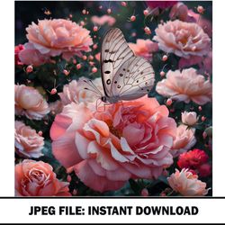 butterfly and a red roses