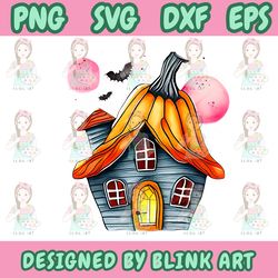 pumpkin halloween house png svg, hunted house,trick or treat svg png