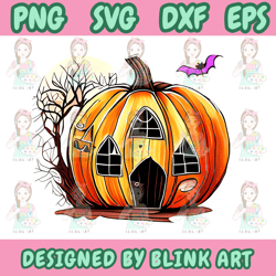 haunted house svg, pumpkin halloween house png svg,blink art