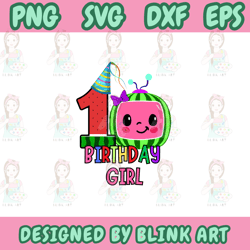 cocomelon 1st birthday girl svg,png,eps blink art