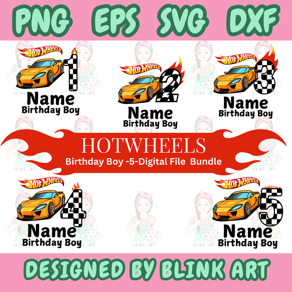 Hot Wheels Birthday PNGSVGEPSDXF File With Custom Name And Age Hot Wheels Trending Hot Wheels Bundl 0