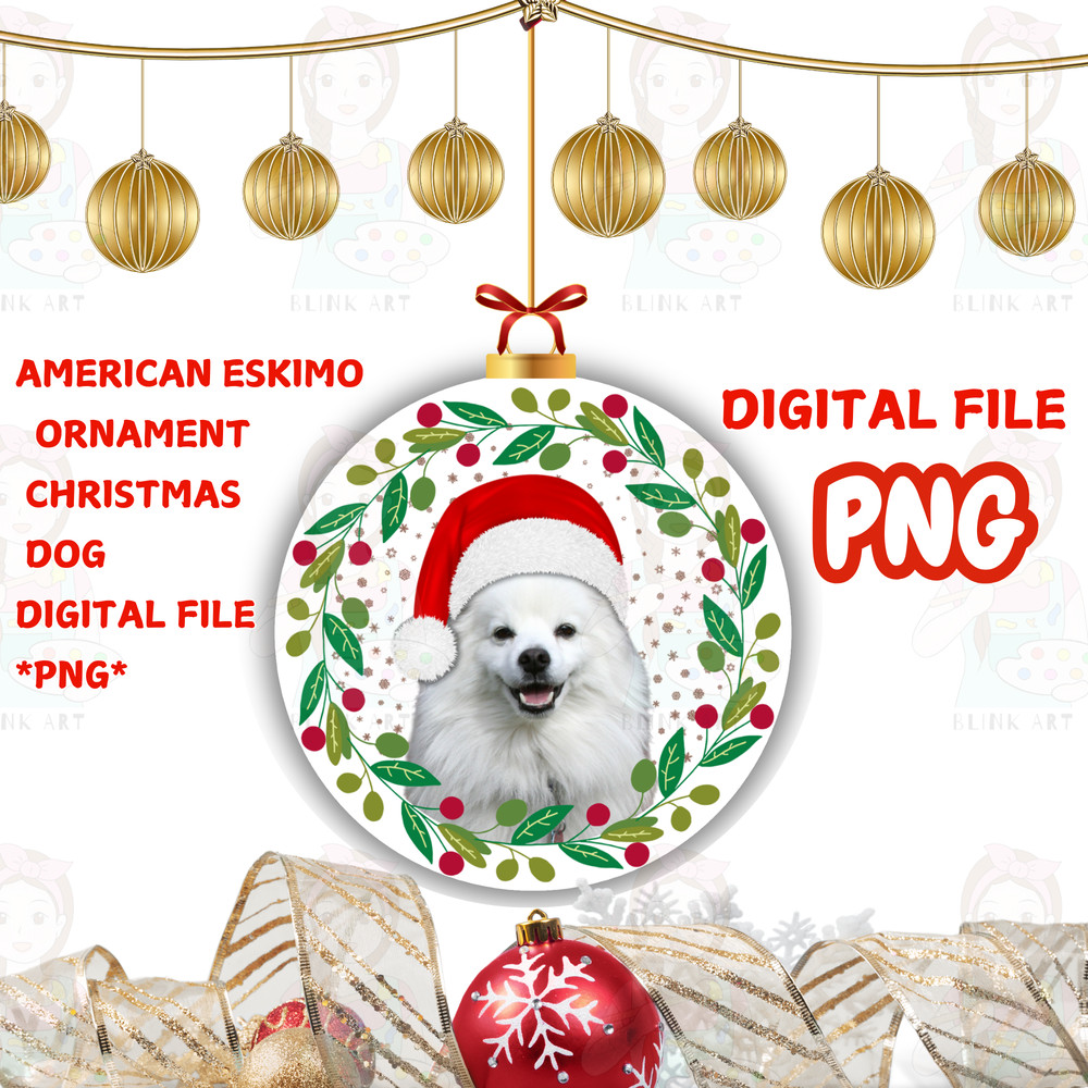American Eskimo Ornament Christmas Dog PNG 0