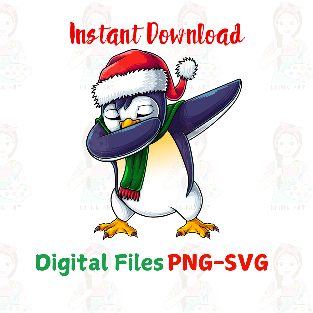 Penguin Character Dabbing Dance Christmas SVG PNG 0