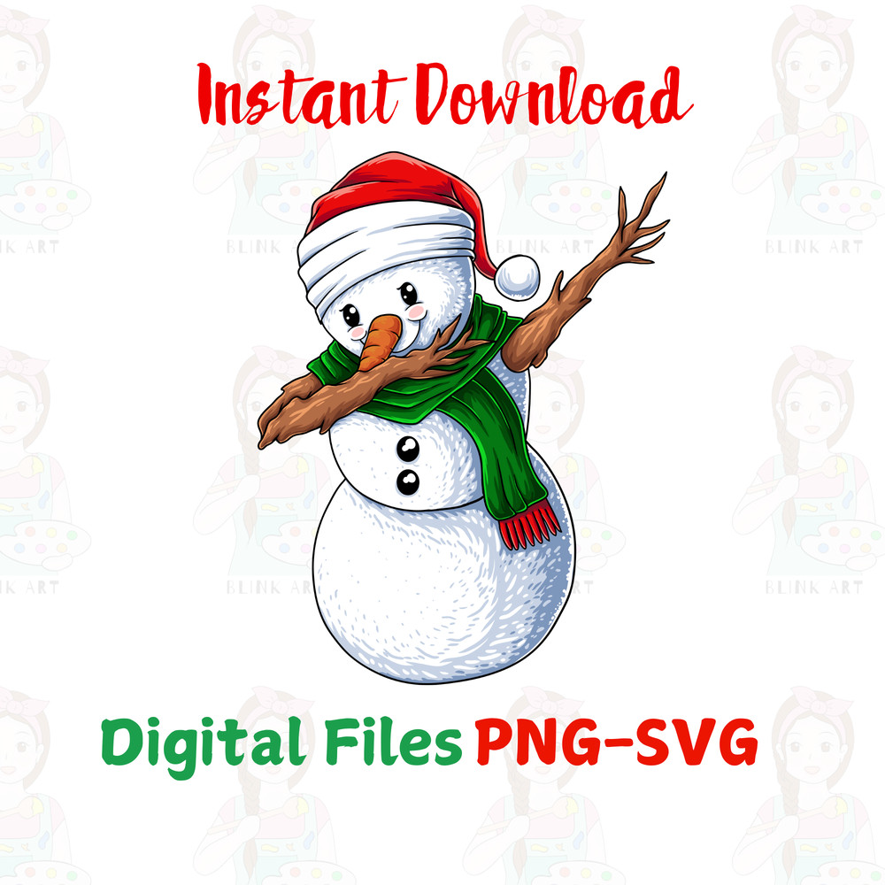 Snowman Character Dabbing Dance Christmas SVGPNG 0