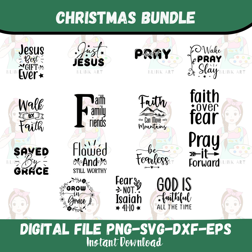 Christian Christmas SVG Bundle Jesus SVG PNG Religious Christmas Quotes Nativity Bible Verse Cri 0
