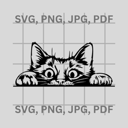 peeking cat design svg, png, pdf, jpg cute cat graphic for custom apparel & crafts