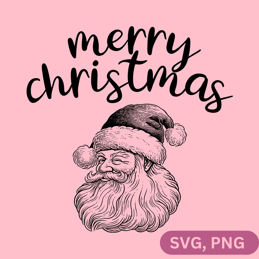 Merry Christmas SVG PNG Digital Design Santa Face Design 0