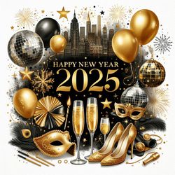 new year png design - festive 2025 celebration graphics for crafts & diy projects