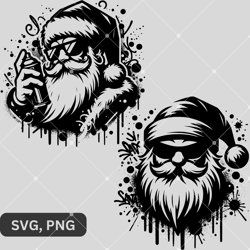 two santa's faces christmas svg & png design – perfect for diy holiday crafts!