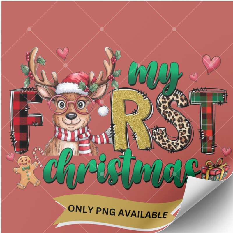 My First Christmas PNG Cute Christmas Digital Design For Crafts Sublimation And Decor 0