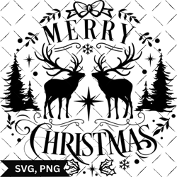 merry christmas reindeer svg png festive holiday deer clipart for crafting & decorations.