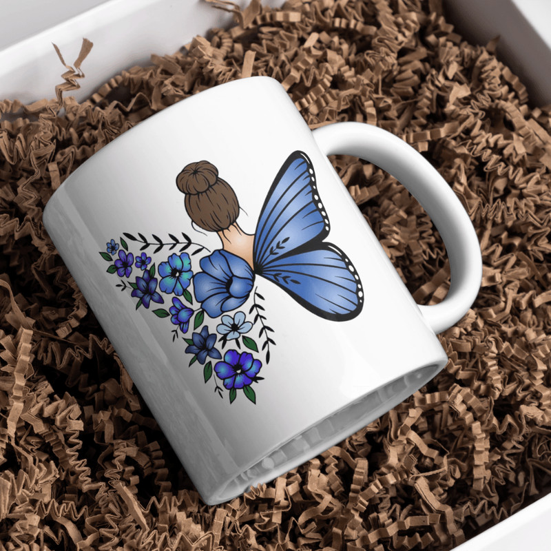 Blue Floral Fairy Clipart Butterfly Wing Girl PNG For Crafts Sublimation And Decor 2