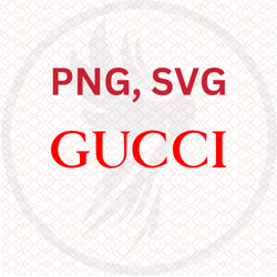 luxury inspired fashion svg/png design red color text gucci | elegant text art for crafting projects.