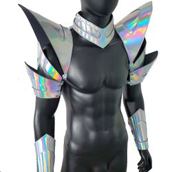 Burning Man Holographic Laser Silver Armor,Rave Festival Costume Armor Wear Outfits for Men