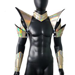 Burning Man Holographic Laser Gold Armor,Rave Festival Costume Armor Wear Outfits for Men