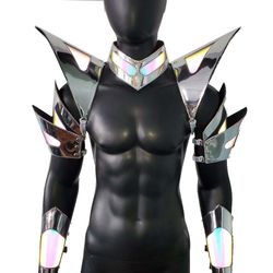 Burning Man Holographic Silver Edge reflective Armor,Rave Festival Costume Armor Wear Outfit