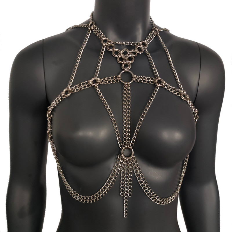 Burning Man Chunky Stainless Steel Punk Body Chain HarnessThick Gothic Bodychain Harness 2