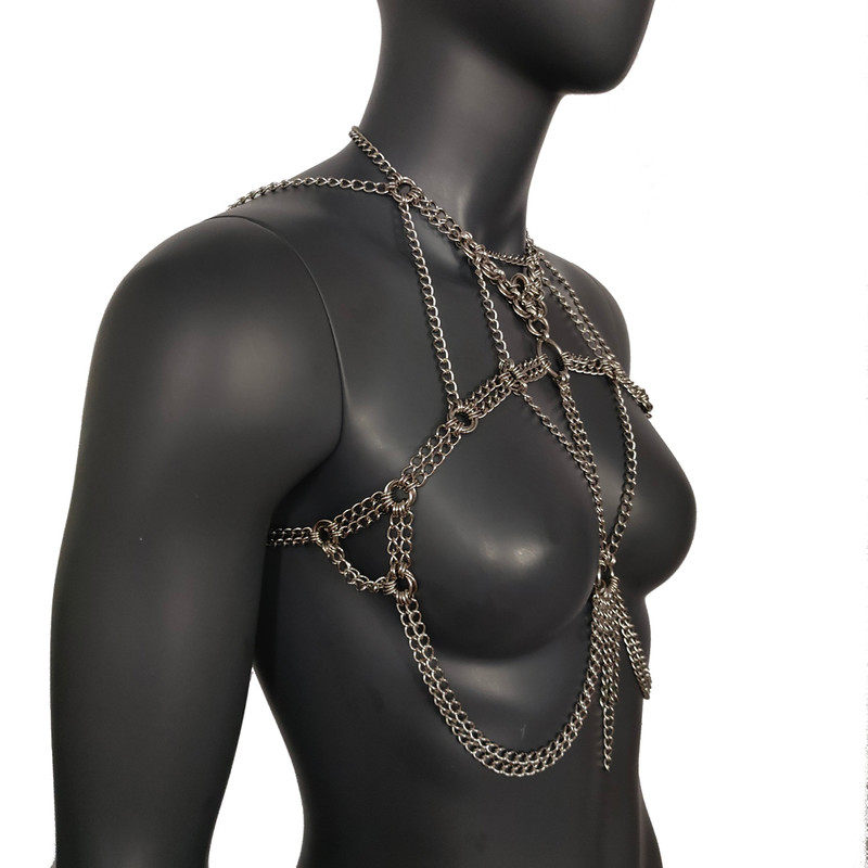 Burning Man Chunky Stainless Steel Punk Body Chain HarnessThick Gothic Bodychain Harness 3