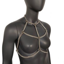 burning man vertebrae bodychain harness,chainmail bodychain harness,stainless steel harness bodychain