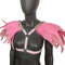Princess Pink Fantasy Festival Outfit  Feathered ShouldersCrystal Harness Rave Wear Burning Man Cos 0