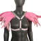 Princess Pink Fantasy Festival Outfit  Feathered ShouldersCrystal Harness Rave Wear Burning Man Cos 1