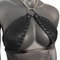 Gothic Black Vinyl Vampira Cross Top Bra With Chain 3