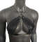 Gothic Black Vinyl Vampira Cross Top Bra With Chain 4