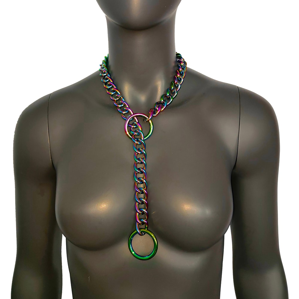 Carnal Holographic Rainbow Aluminum Chain O Ring Slip Chain Necklace Gift For Women 1