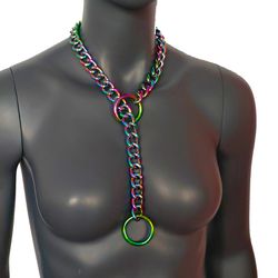 carnal holographic rainbow aluminum chain o ring slip chain necklace - gift for women