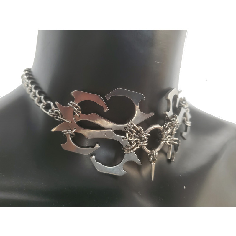 Modern Industrial Style Punk Stainless Steel Chain Necklace Spike Pendant Necklace 2
