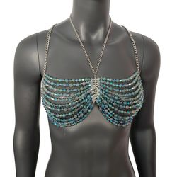 rave outfits,custom body chain bra,handmade bikini,festival outfits,glass beads bra,crystal beaded bra top,body jewelry
