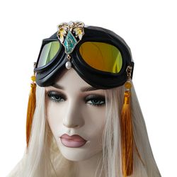 rave streampunk burning man festival girl tassel cyber goth masquerade costume goggles