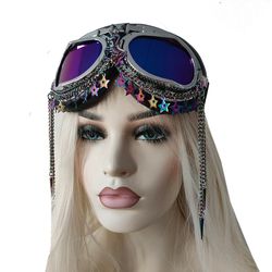 rave streampunk burning man holographic festival unicorn skeleton spike costume cyber goth masquerade goggles