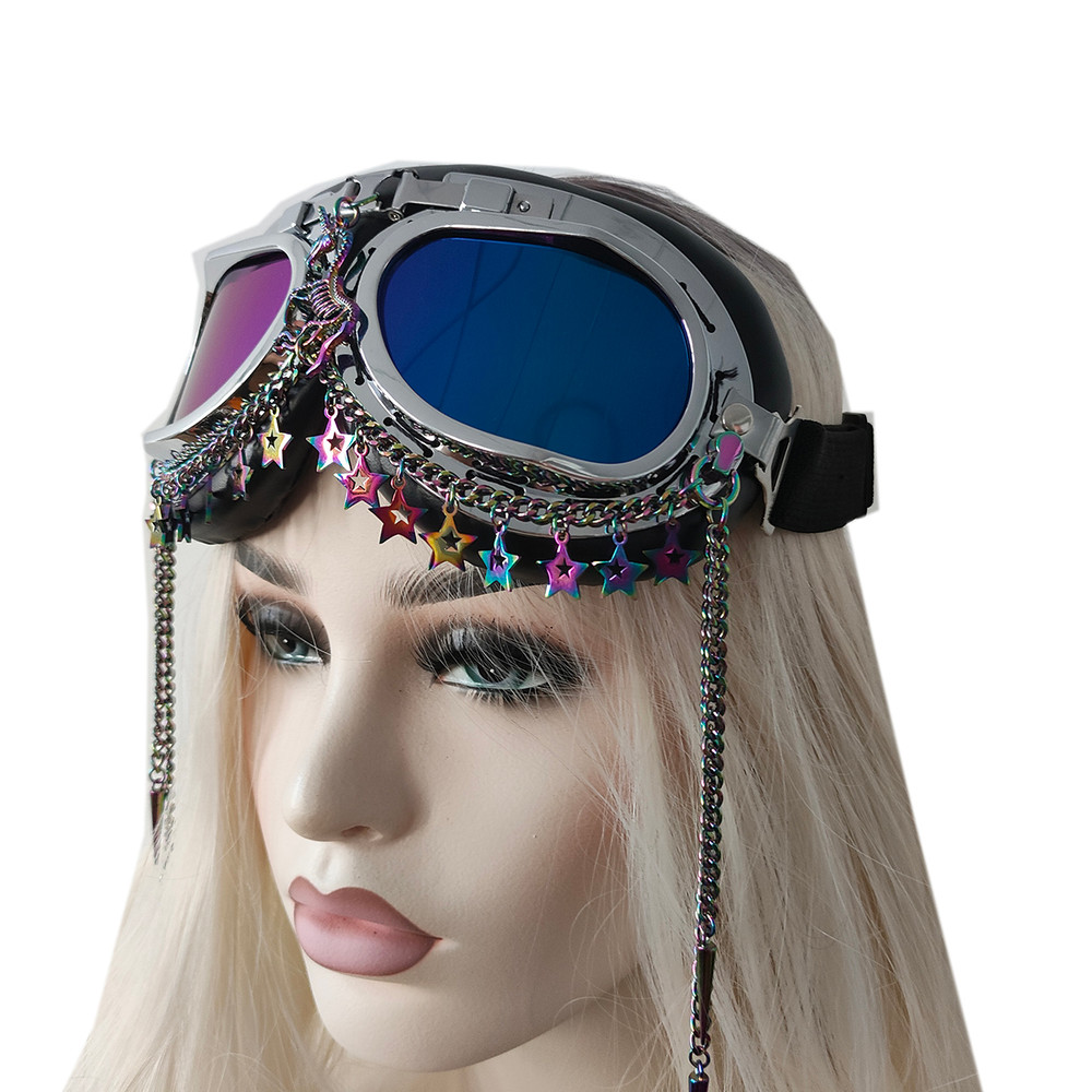 Rave Streampunk Burning Man Holographic Festival Unicorn Skeleton Spike Costume Cyber Goth Masquera 1
