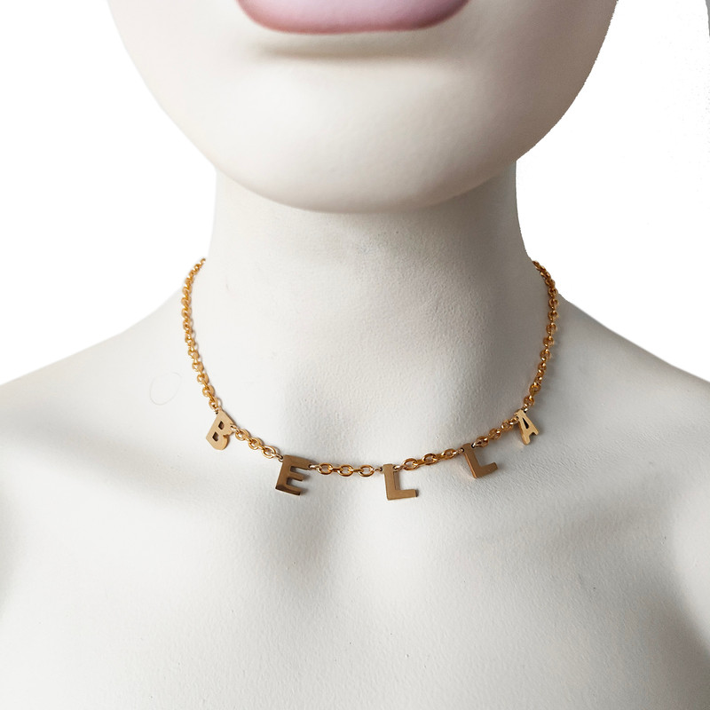 Custom Name Necklace Personalized Choker Name Necklace Dainty Customize Letter Necklace Gifts For G 3