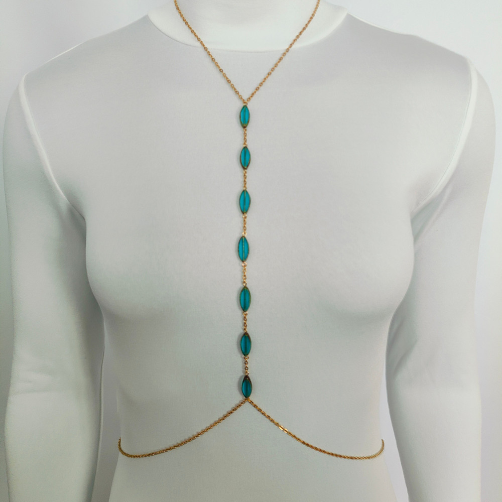 Women Gold Body ChainBody JewelryBikini JewelryBurning Man Stainless Steel Chain Bodychain Jewelry 0