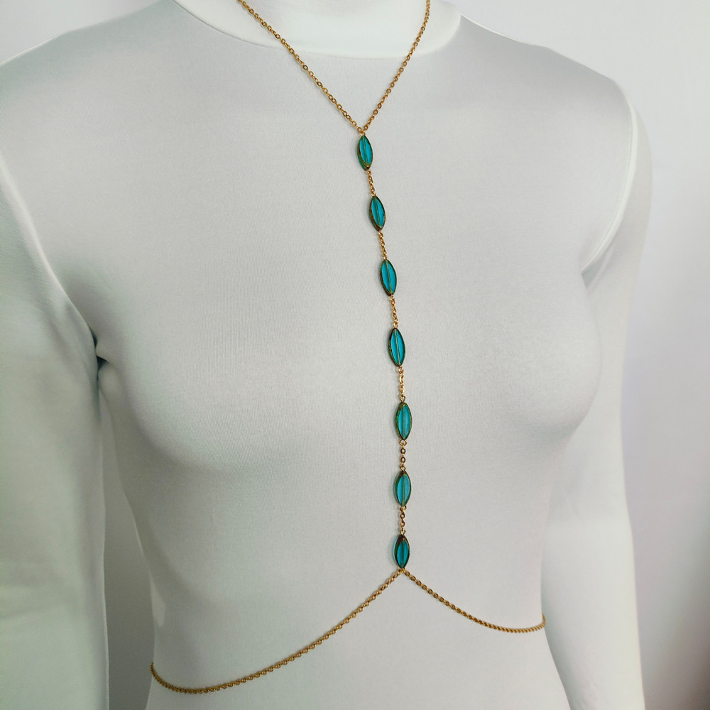 Women Gold Body ChainBody JewelryBikini JewelryBurning Man Stainless Steel Chain Bodychain Jewelry 1