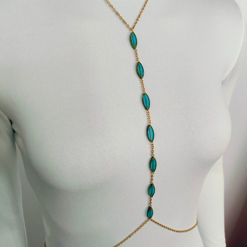 Women Gold Body ChainBody JewelryBikini JewelryBurning Man Stainless Steel Chain Bodychain Jewelry 2