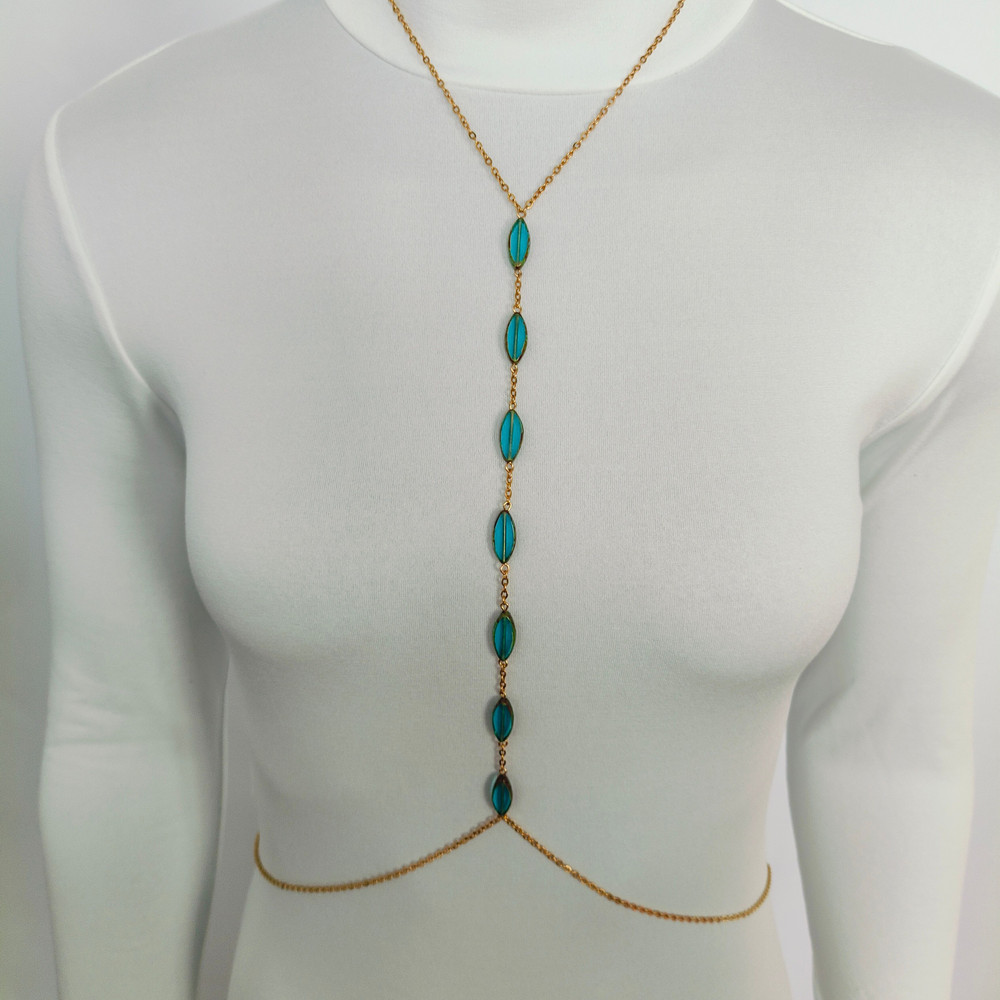 Women Gold Body ChainBody JewelryBikini JewelryBurning Man Stainless Steel Chain Bodychain Jewelry 3