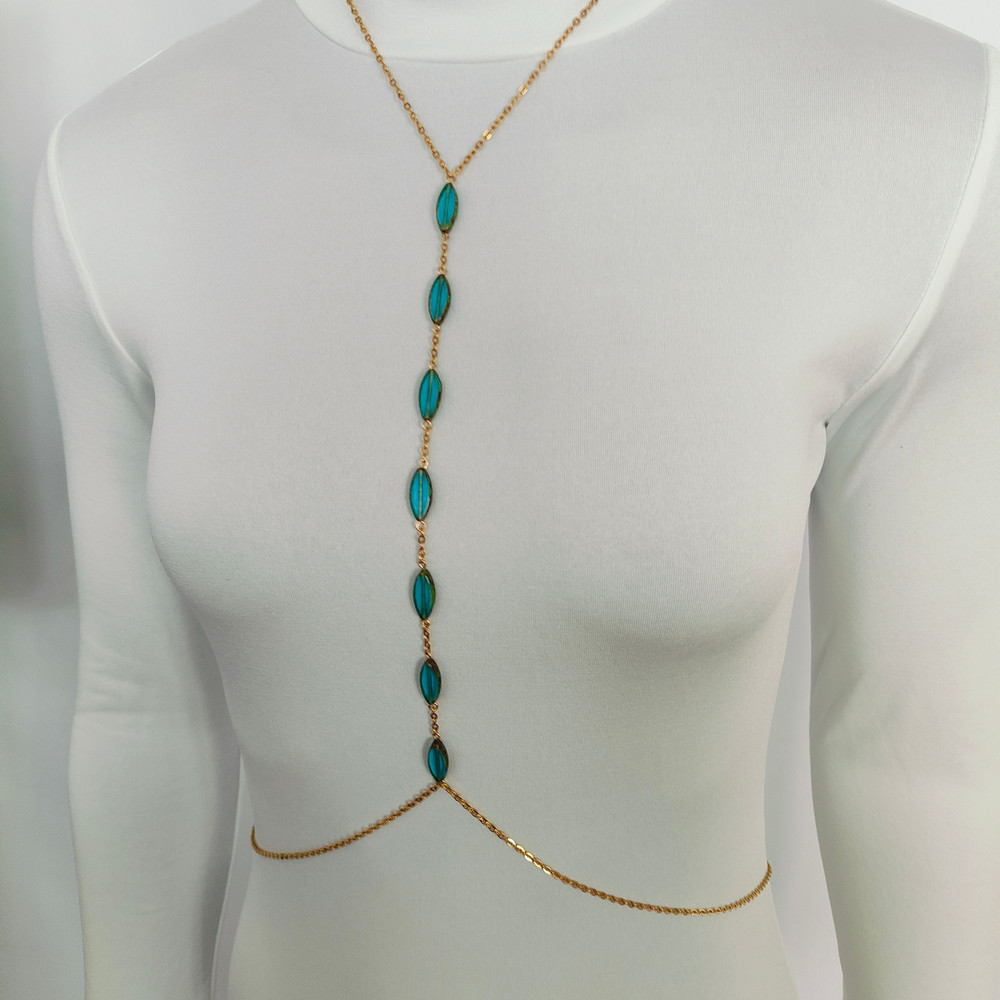 Women Gold Body ChainBody JewelryBikini JewelryBurning Man Stainless Steel Chain Bodychain Jewelry 4