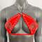 Gothic Tai Chi Pattern Red Vinyl Vampira Cross Top Bra 0