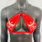 Gothic Bull Head Pattern Red Vinyl Vampira Cross Top Bra 1
