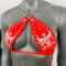 Gothic Bull Head Pattern Red Vinyl Vampira Cross Top Bra 2