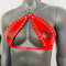 Gothic Black Spider Pattern Red Vinyl Vampira Cross Top Bra 3