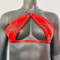 Gothic Black Cross Print Red Vinyl Vampira Cross Top Bra 3