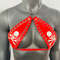 Gothic White Skull Print Red Vinyl Vampira Cross Top Bra 2