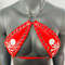 Gothic White Skull Print Red Vinyl Vampira Cross Top Bra 3